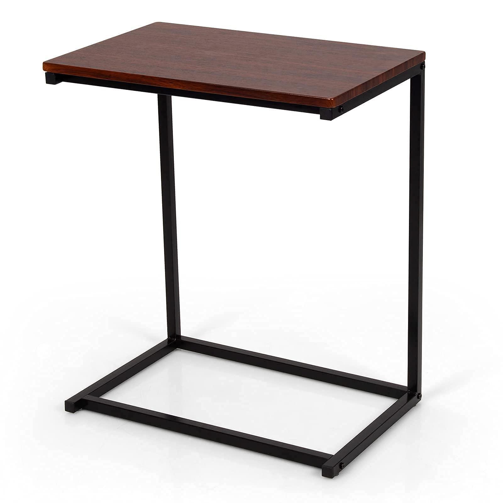 Table d'appoint en forme de C Tangkula, table d'appoint de canapé vintage pour café, snack, ordinateur portable